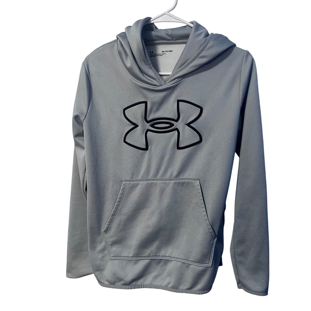 Under Armour Hoodie Women XS Gray Logo Pullover‎ Sweatshirt